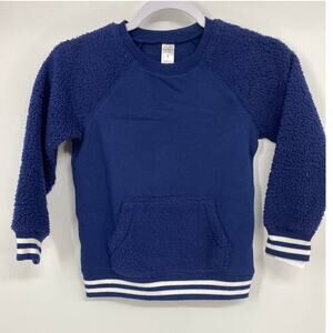 Carter's Kids Boys Blue Fleece Sherpa Sweater Pullover Kangaroo Pocket NEW Sz 7